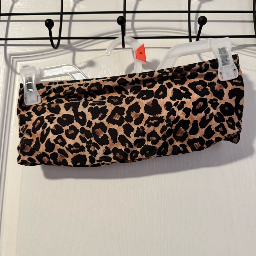 Leopard Bandeau Swim Top